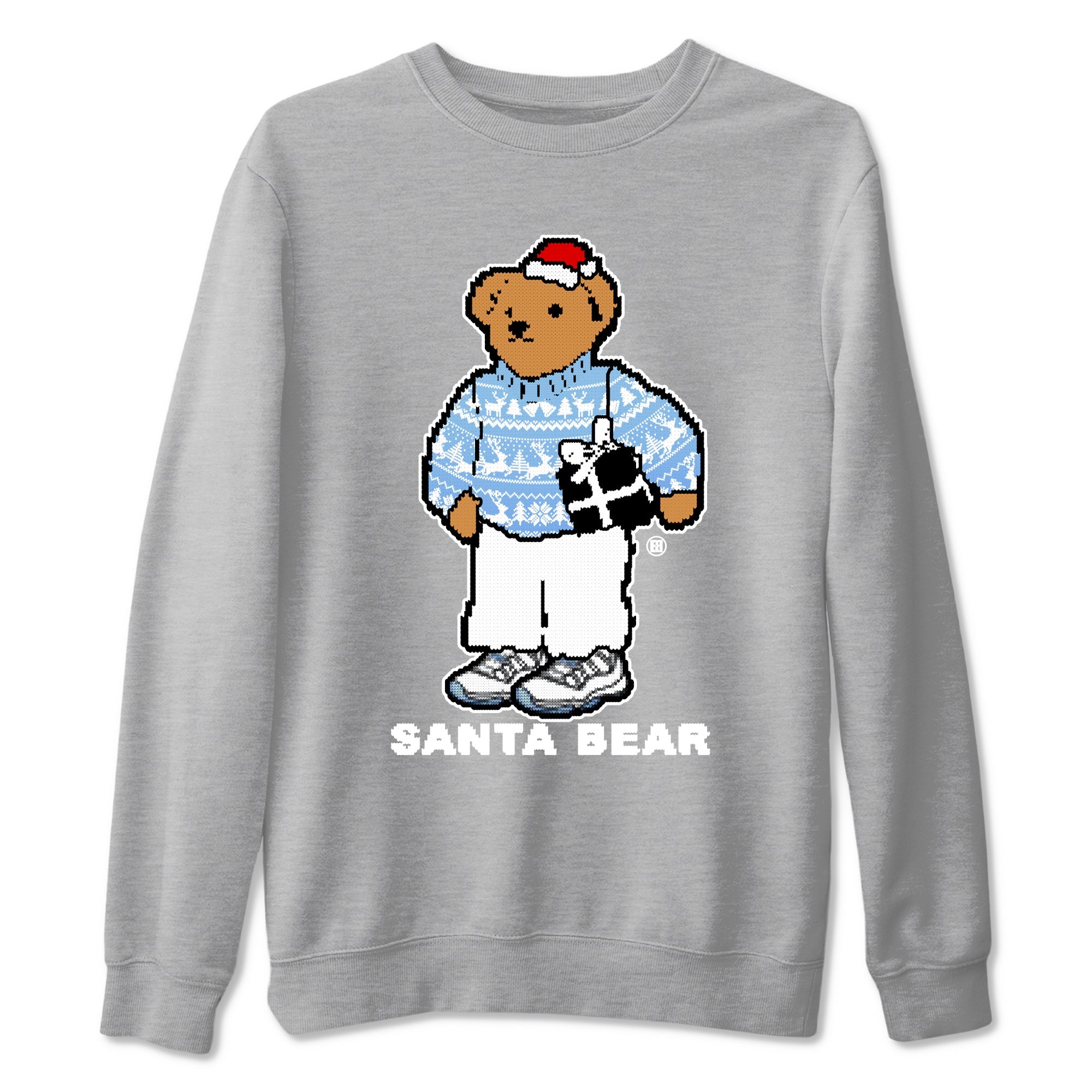 11s Legend Blue t shirts to match sneakers Santa Bear Christmas Shirts Air Jordan 11 Legend Blue shirt SNRT Sneaker Tees unisex cotton Heather Grey 2 shirts