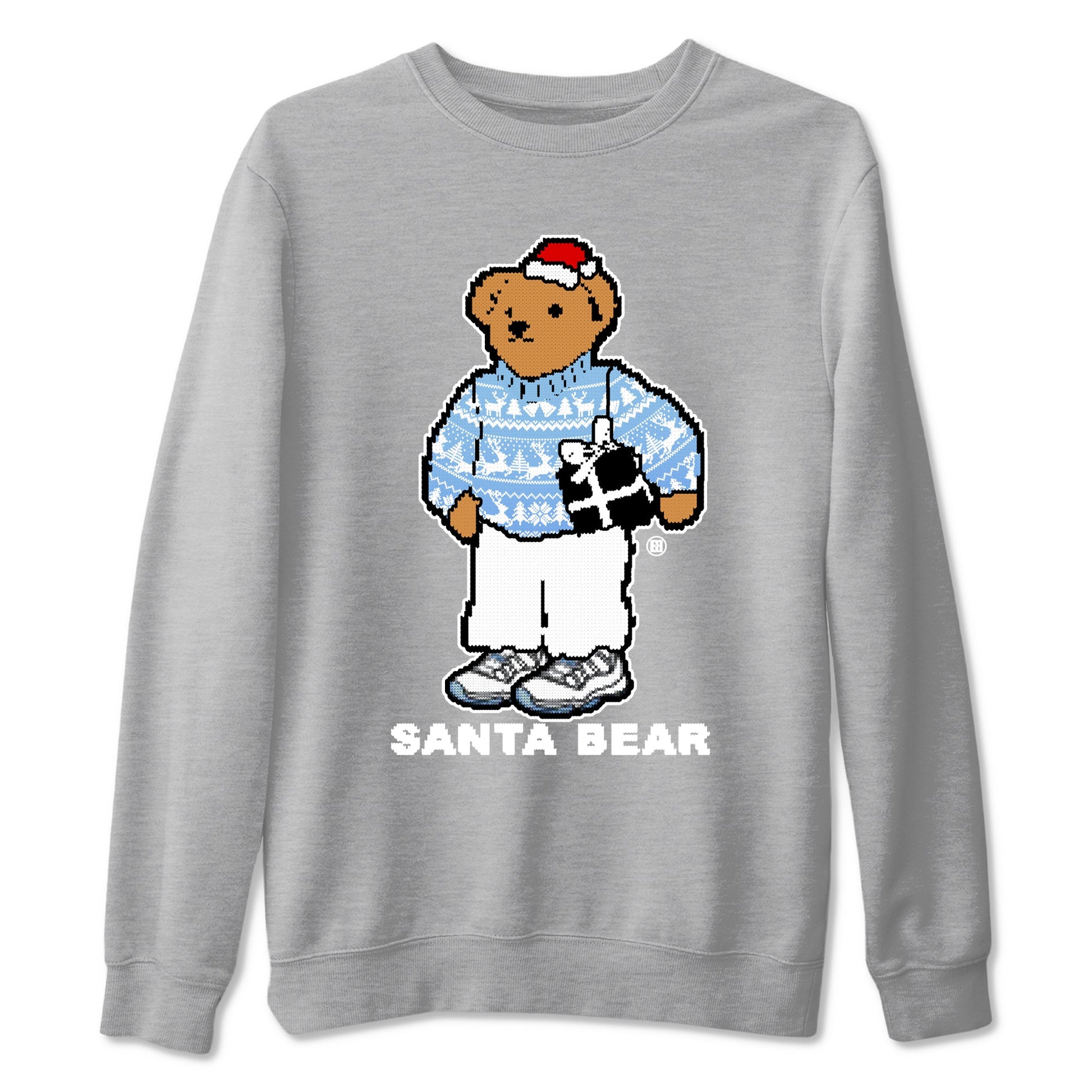 11s Legend Blue t shirts to match sneakers Santa Bear Christmas Shirts Air Jordan 11 Legend Blue shirt SNRT Sneaker Tees unisex cotton Heather Grey 2 shirts