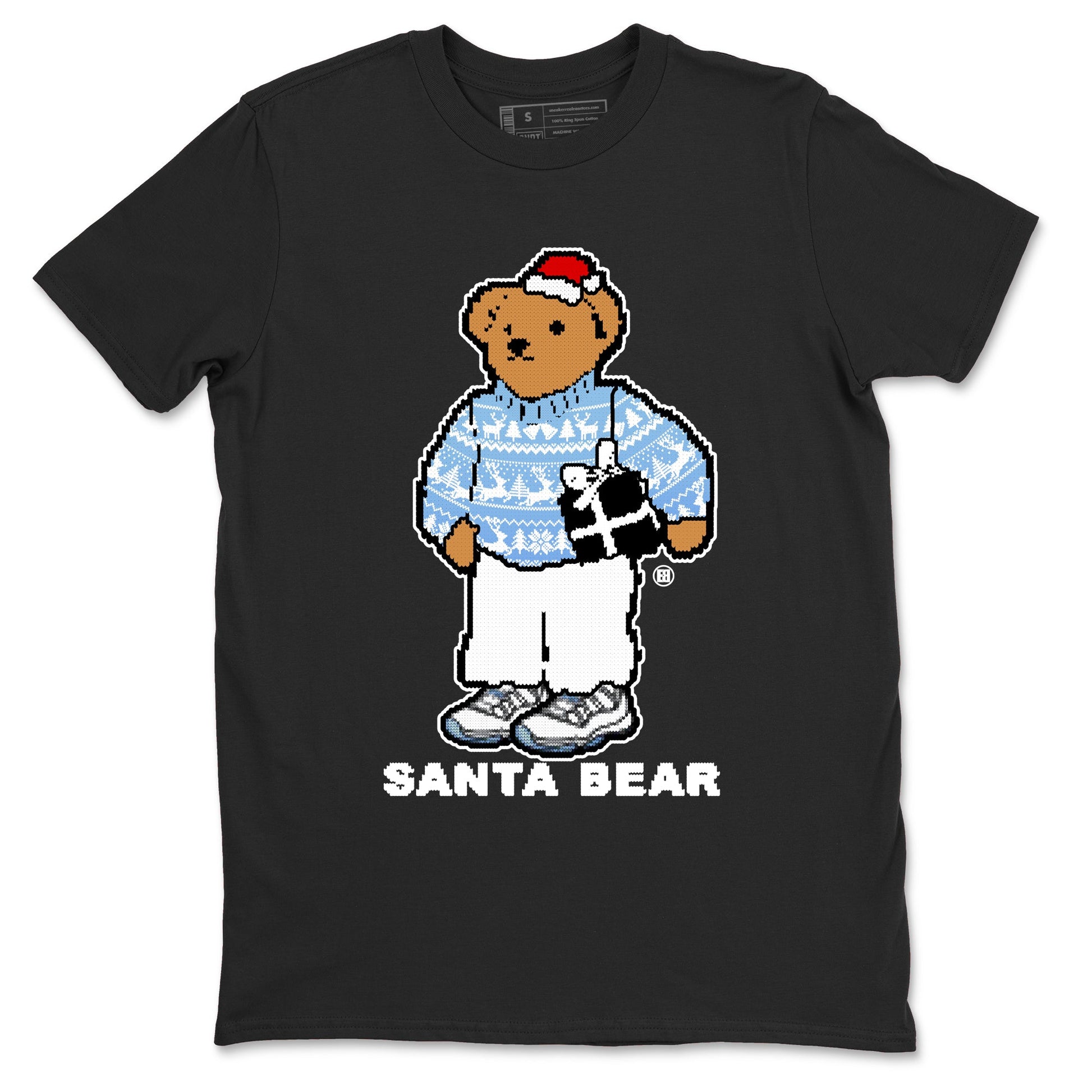 11s Legend Blue t shirts to match sneakers Santa Bear Christmas Shirts Air Jordan 11 Legend Blue shirt SNRT Sneaker Tees unisex cotton Black 2 shirts