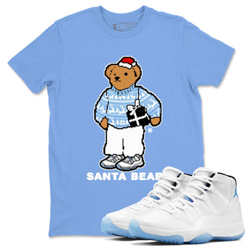 11s Legend Blue t shirts to match sneakers Santa Bear Christmas Shirts Air Jordan 11 Legend Blue shirt SNRT Sneaker Tees unisex cotton Carolina Blue 1 shirts