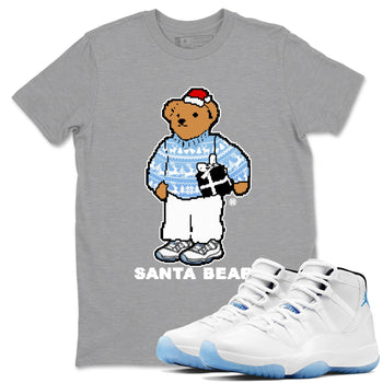 11s Legend Blue t shirts to match sneakers Santa Bear Christmas Shirts Air Jordan 11 Legend Blue shirt SNRT Sneaker Tees unisex cotton Heather Grey 1 shirts