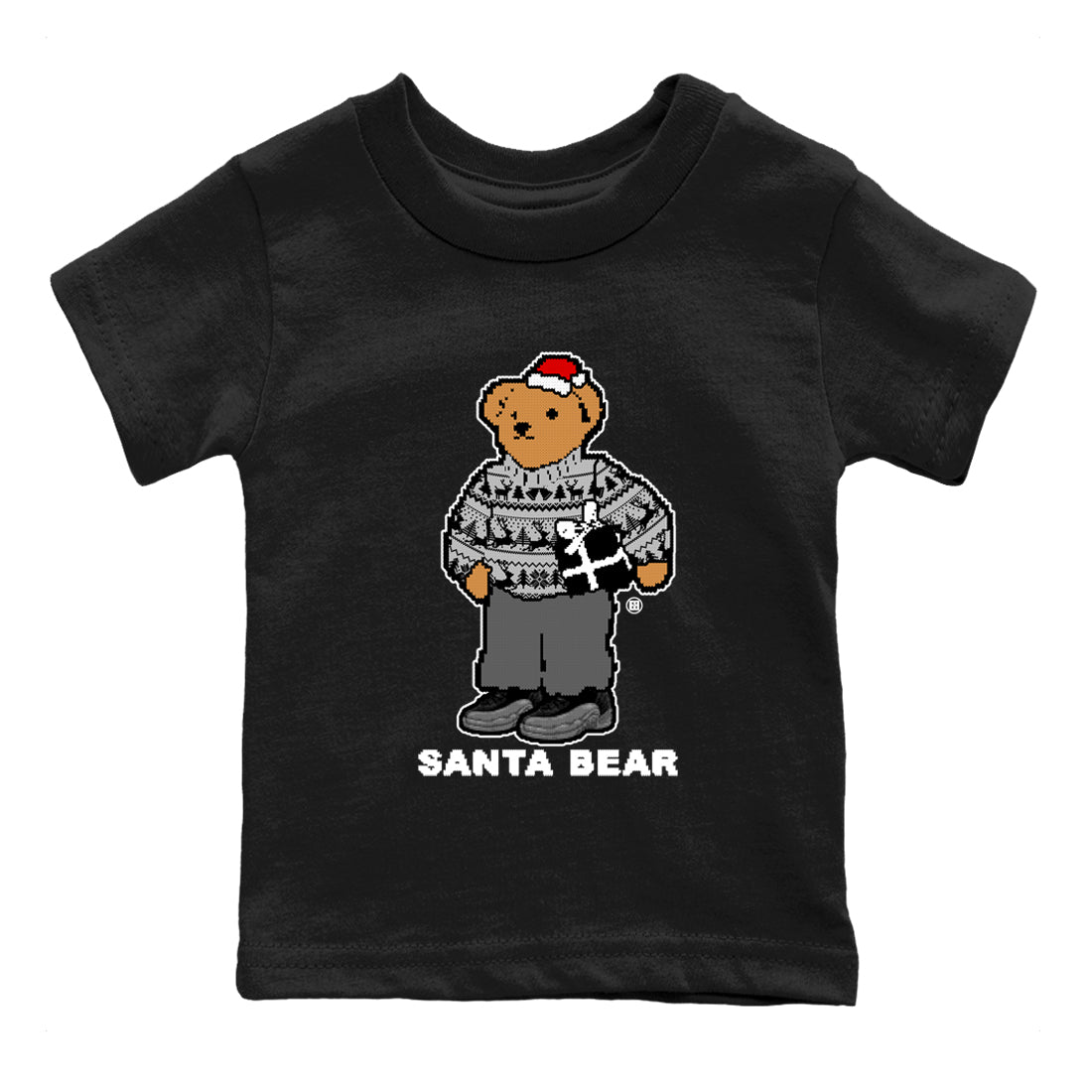 Air Jordan 12 Black Wolf Grey t shirts to match sneakers Santa Bear Christmas Shirts 12s Black Wolf Grey shirt SNRT Sneaker Tees Youth Baby Black 2 tee