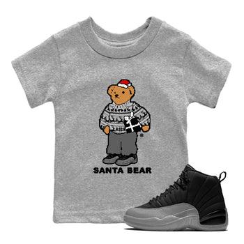 Air Jordan 12 Black Wolf Grey t shirts to match sneakers Santa Bear Christmas Shirts 12s Black Wolf Grey shirt SNRT Sneaker Tees Youth Baby Heather Grey 1 tee