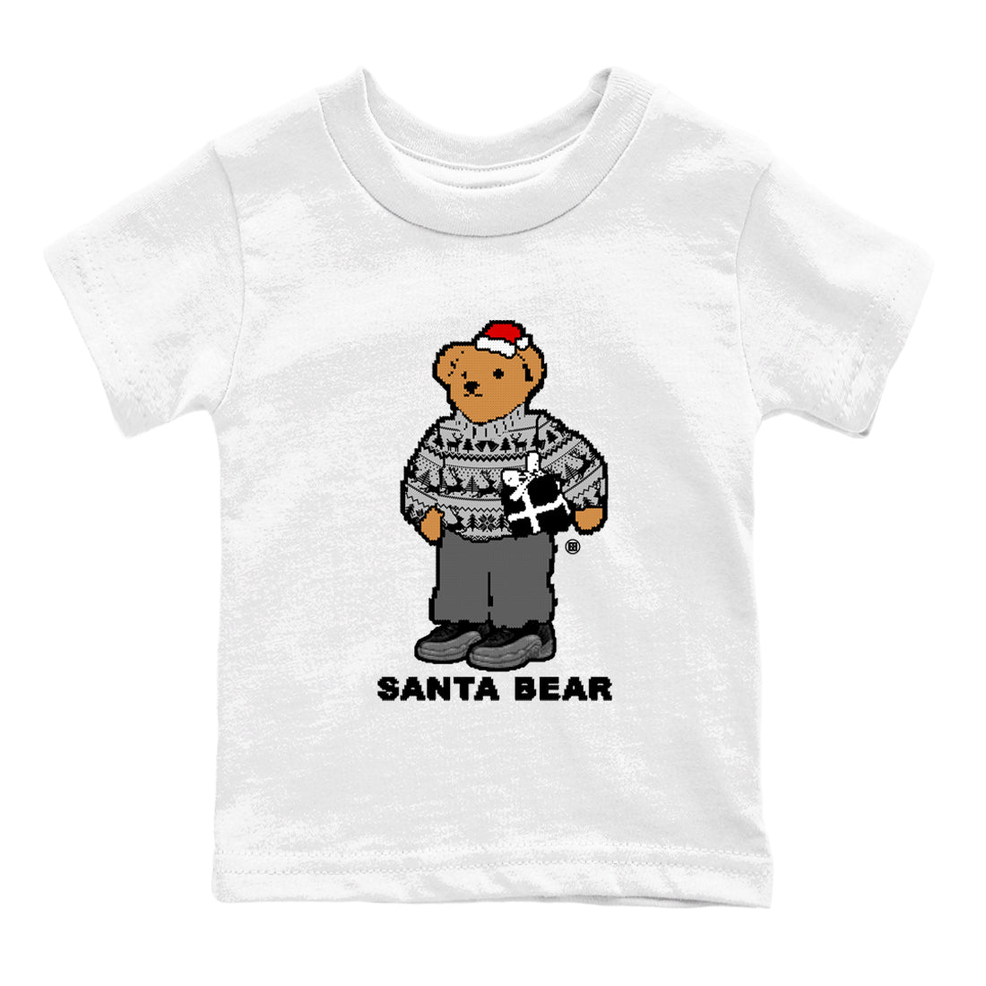 Air Jordan 12 Black Wolf Grey t shirts to match sneakers Santa Bear Christmas Shirts 12s Black Wolf Grey shirt SNRT Sneaker Tees Youth Baby White 2 tee