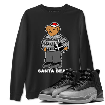 Air Jordan 12 Black Wolf Grey t shirts to match sneakers Santa Bear Christmas Shirts 12s Black Wolf Grey shirt SNRT Sneaker Tees unisex cotton Black 1 shirts