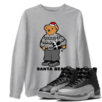 Air Jordan 12 Black Wolf Grey t shirts to match sneakers Santa Bear Christmas Shirts 12s Black Wolf Grey shirt SNRT Sneaker Tees unisex cotton Heather Grey 1 shirts