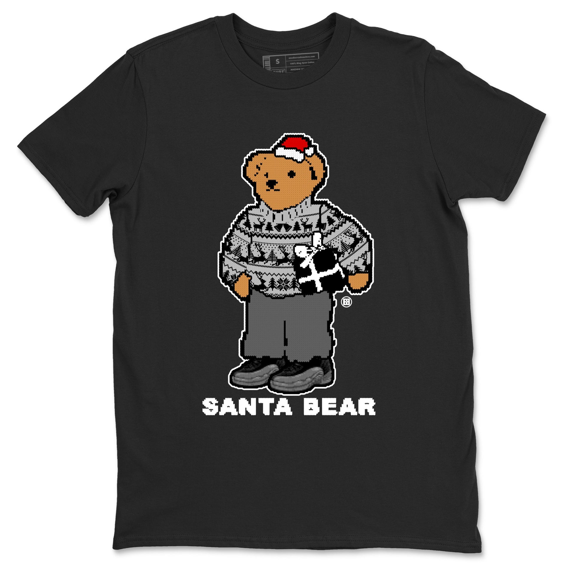 Air Jordan 12 Black Wolf Grey t shirts to match sneakers Santa Bear Christmas Shirts 12s Black Wolf Grey shirt SNRT Sneaker Tees unisex cotton Black 2 shirts