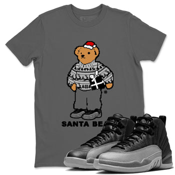 Air Jordan 12 Black Wolf Grey t shirts to match sneakers Santa Bear Christmas Shirts 12s Black Wolf Grey shirt SNRT Sneaker Tees unisex cotton Cool Grey 1 shirts