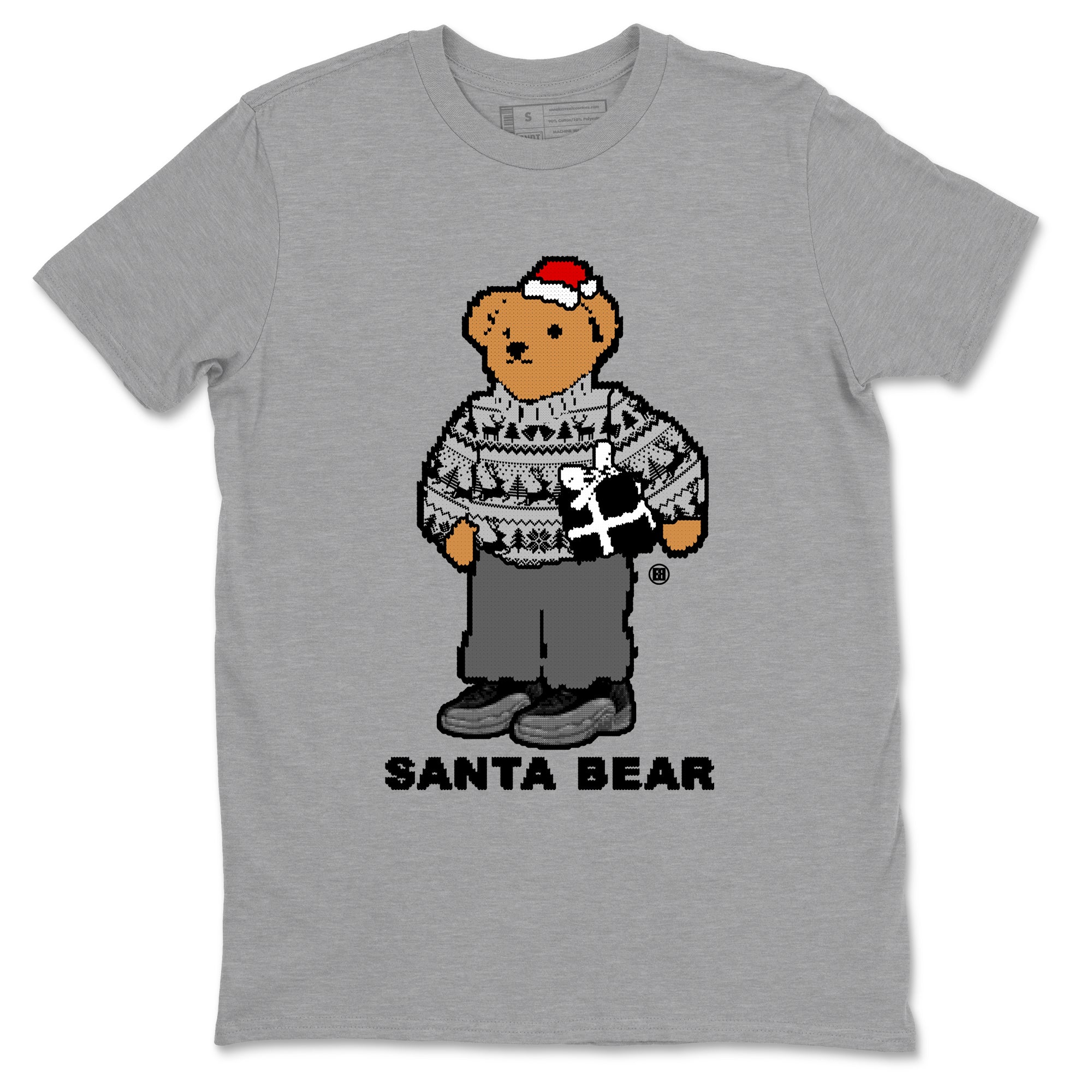 Air Jordan 12 Black Wolf Grey t shirts to match sneakers Santa Bear Christmas Shirts 12s Black Wolf Grey shirt SNRT Sneaker Tees unisex cotton Heather Grey 2 shirts