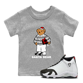 14s Black Toe t shirts to match sneakers Santa Bear Christmas Shirts Air Jordan 14 Black Toe shirt SNRT Sneaker Tees Youth Baby Heather Grey 1 tee