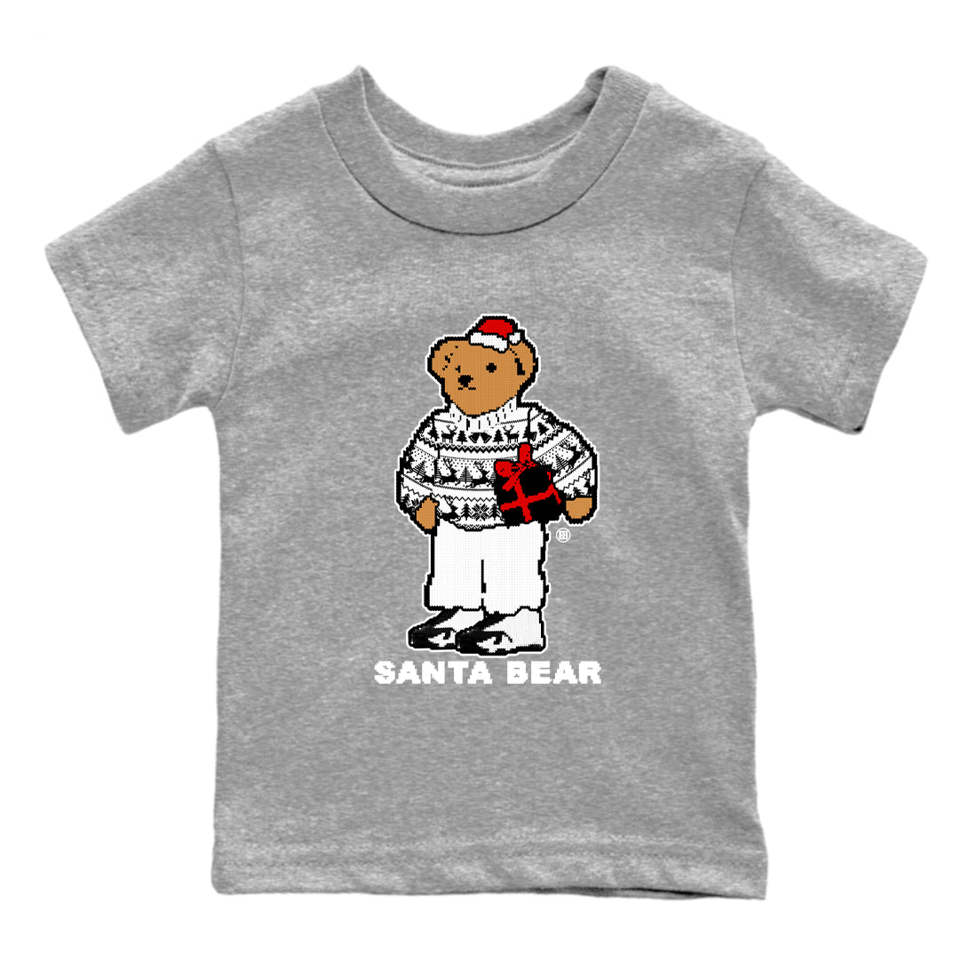 14s Black Toe t shirts to match sneakers Santa Bear Christmas Shirts Air Jordan 14 Black Toe shirt SNRT Sneaker Tees Youth Baby Heather Grey 2 tee