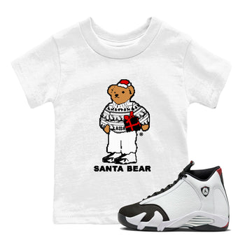 14s Black Toe t shirts to match sneakers Santa Bear Christmas Shirts Air Jordan 14 Black Toe shirt SNRT Sneaker Tees Youth Baby White 1 tee