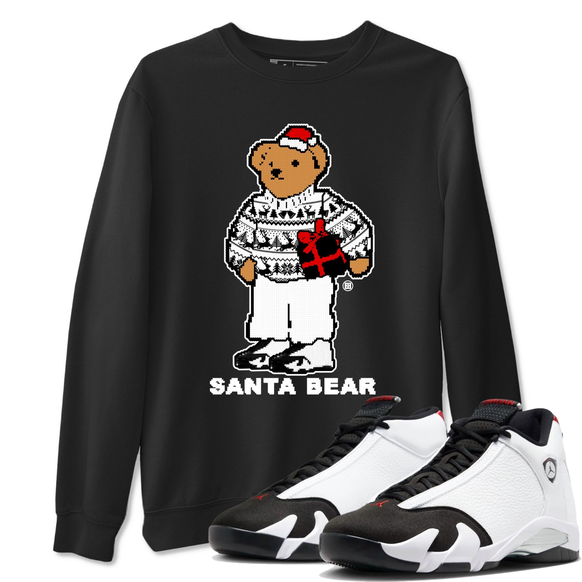 14s Black Toe t shirts to match sneakers Santa Bear Christmas Shirts Air Jordan 14 Black Toe shirt SNRT Sneaker Tees unisex cotton Black 1 shirts