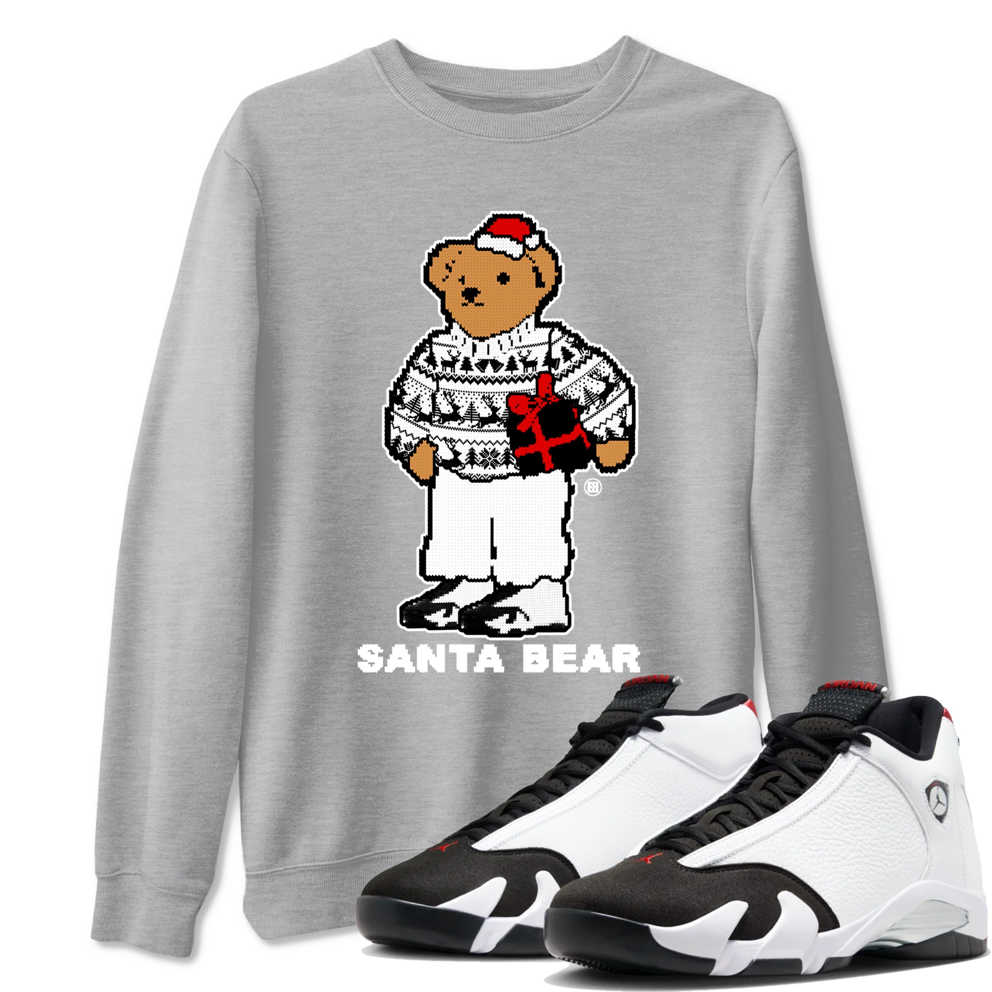 14s Black Toe t shirts to match sneakers Santa Bear Christmas Shirts Air Jordan 14 Black Toe shirt SNRT Sneaker Tees unisex cotton Heather Grey 1 shirts