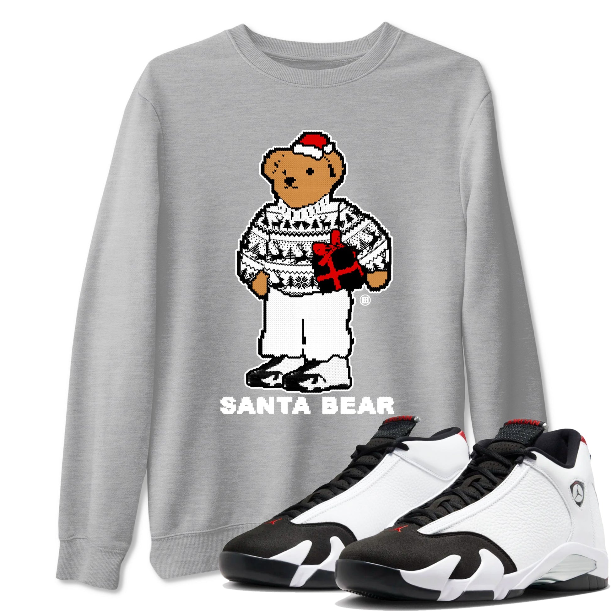 14s Black Toe t shirts to match sneakers Santa Bear Christmas Shirts Air Jordan 14 Black Toe shirt SNRT Sneaker Tees unisex cotton Heather Grey 1 shirts