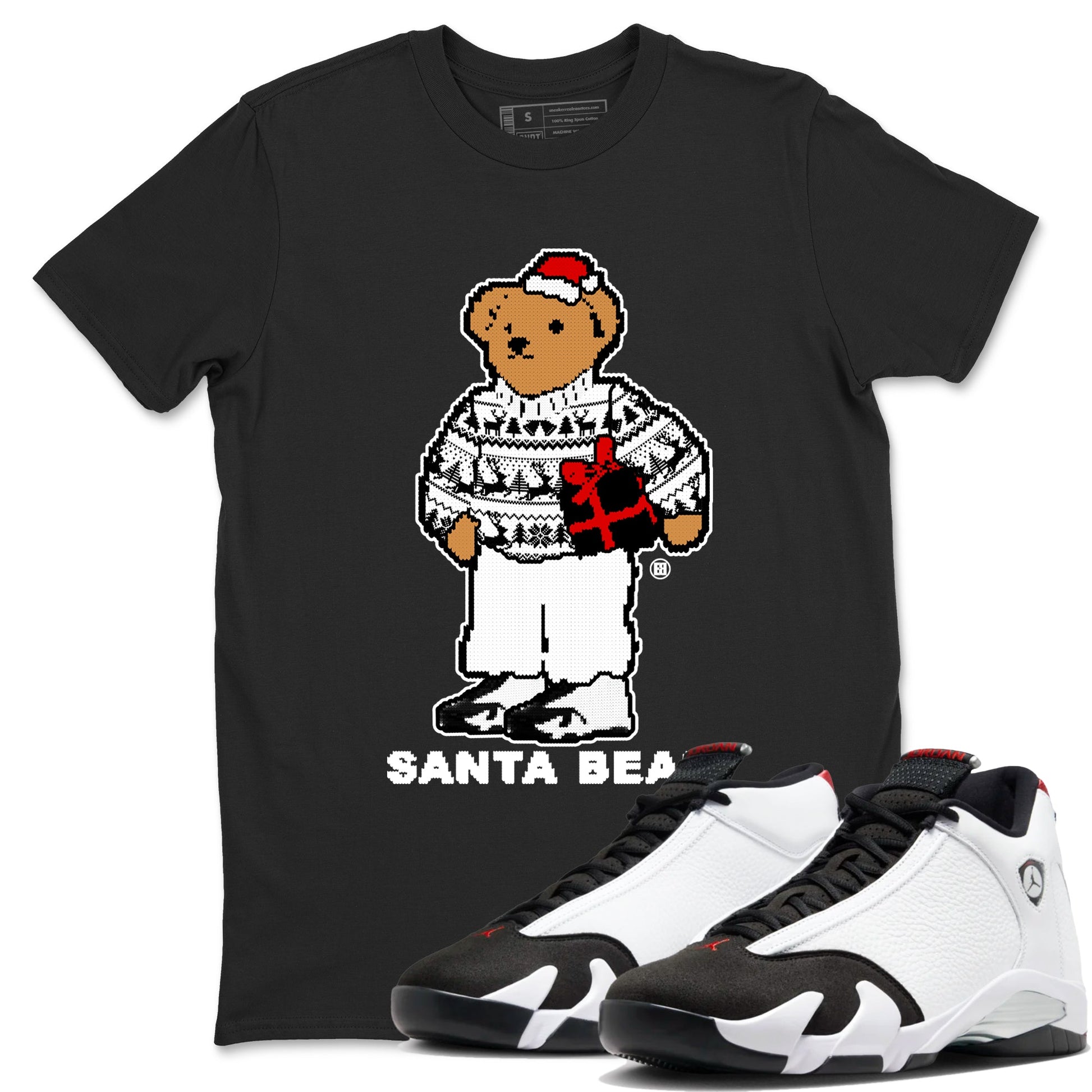 14s Black Toe t shirts to match sneakers Santa Bear Christmas Shirts Air Jordan 14 Black Toe shirt SNRT Sneaker Tees unisex cotton Black 1 shirts