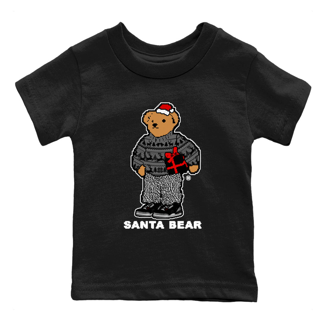 3s Black Cement t shirts to match sneakers Santa Bear Christmas Shirts Jordan 3 Retro Black Cement shirt SNRT Sneaker Tees Youth Baby Black 2 tee