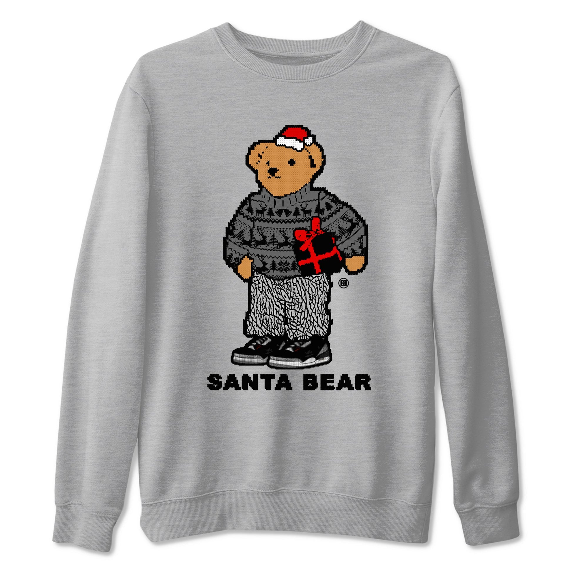3s Black Cement t shirts to match sneakers Santa Bear Christmas Shirts Jordan 3 Retro Black Cement shirt SNRT Sneaker Tees unisex cotton Heather Grey 2 shirts