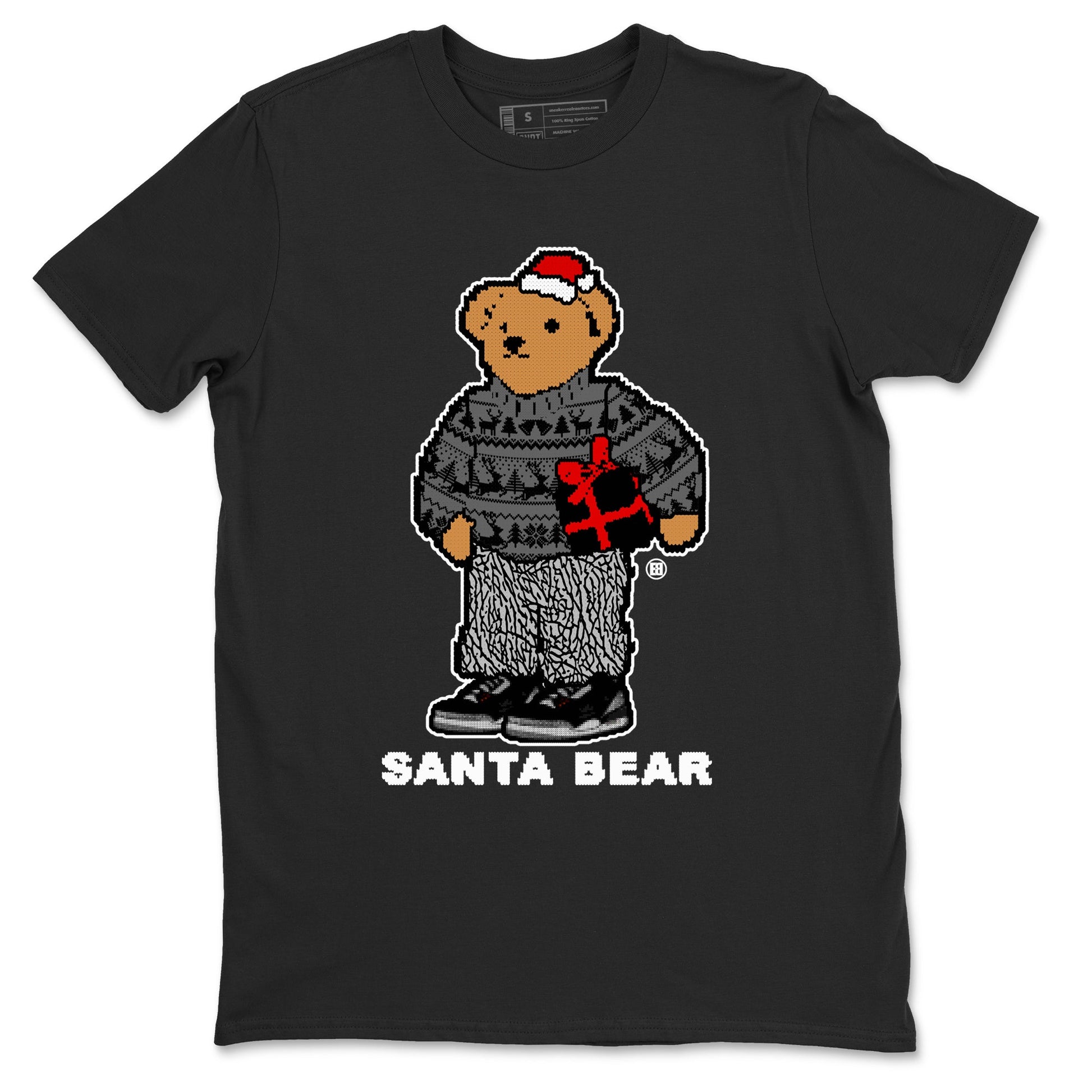 3s Black Cement t shirts to match sneakers Santa Bear Christmas Shirts Jordan 3 Retro Black Cement shirt SNRT Sneaker Tees unisex cotton Black 2 shirts