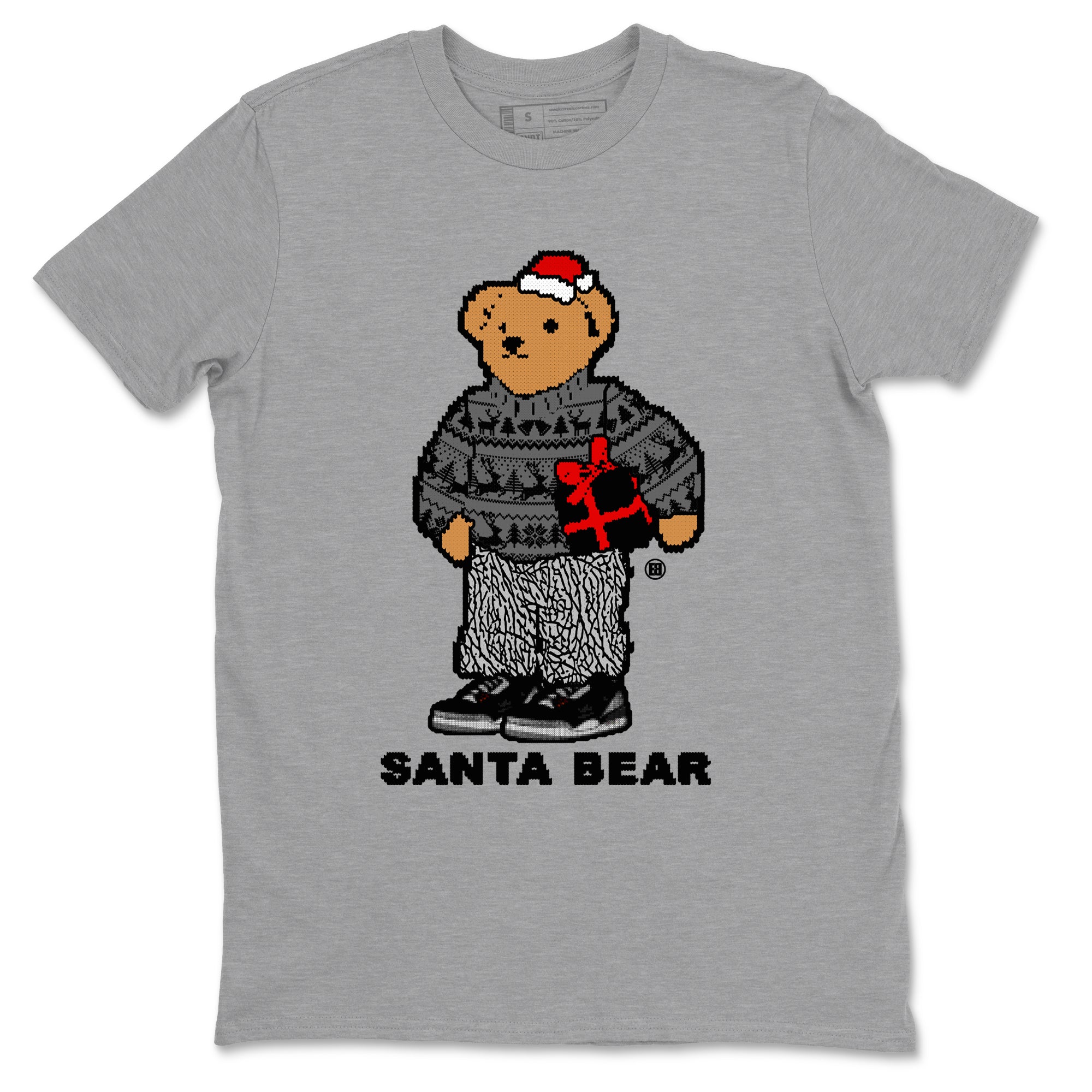 3s Black Cement t shirts to match sneakers Santa Bear Christmas Shirts Jordan 3 Retro Black Cement shirt SNRT Sneaker Tees unisex cotton Heather Grey 2 shirts