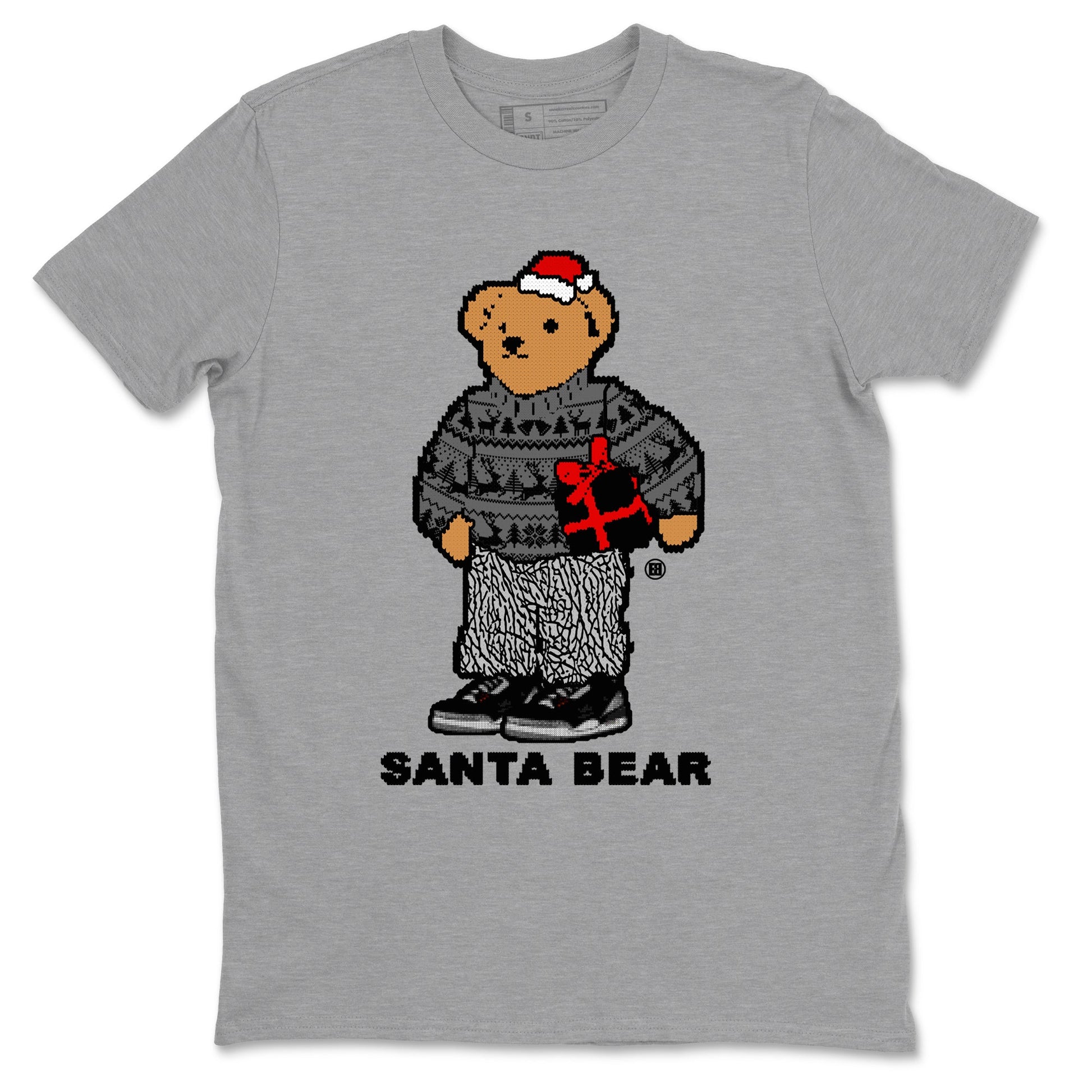 3s Black Cement t shirts to match sneakers Santa Bear Christmas Shirts Jordan 3 Retro Black Cement shirt SNRT Sneaker Tees unisex cotton Heather Grey 2 shirts