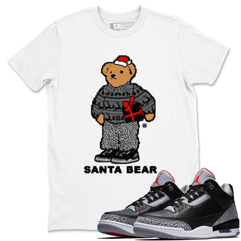 3s Black Cement t shirts to match sneakers Santa Bear Christmas Shirts Jordan 3 Retro Black Cement shirt SNRT Sneaker Tees unisex cotton White 1 shirts