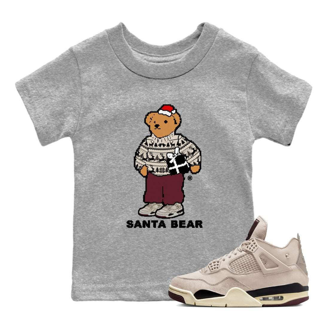 A Ma Maniere Fossil Stone t shirts to match sneakers Santa Bear Christmas Shirts Air Jordan 4 A Ma Maniere x Fossil Stone shirt SNRT Sneaker Tees Youth Baby Heather Grey 1 tee