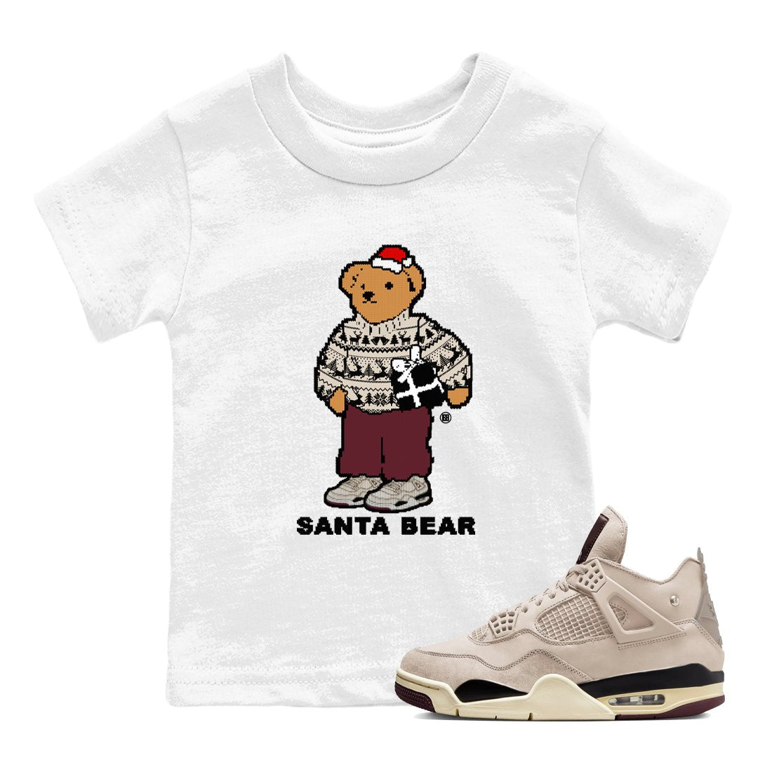 A Ma Maniere Fossil Stone t shirts to match sneakers Santa Bear Christmas Shirts Air Jordan 4 A Ma Maniere x Fossil Stone shirt SNRT Sneaker Tees Youth Baby White 1 tee