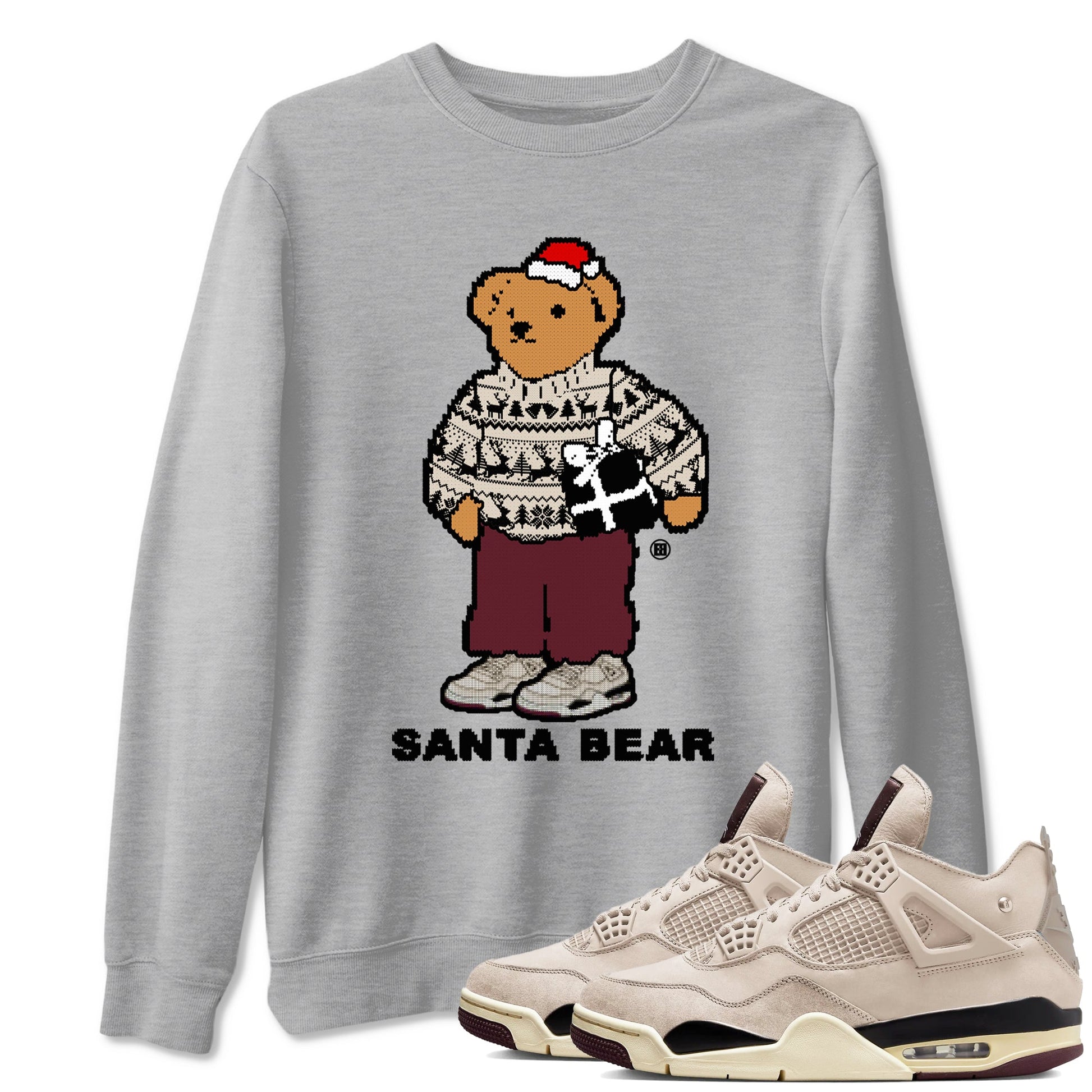 A Ma Maniere Fossil Stone t shirts to match sneakers Santa Bear Christmas Shirts Air Jordan 4 A Ma Maniere x Fossil Stone shirt SNRT Sneaker Tees unisex cotton Heather Grey 1 shirts
