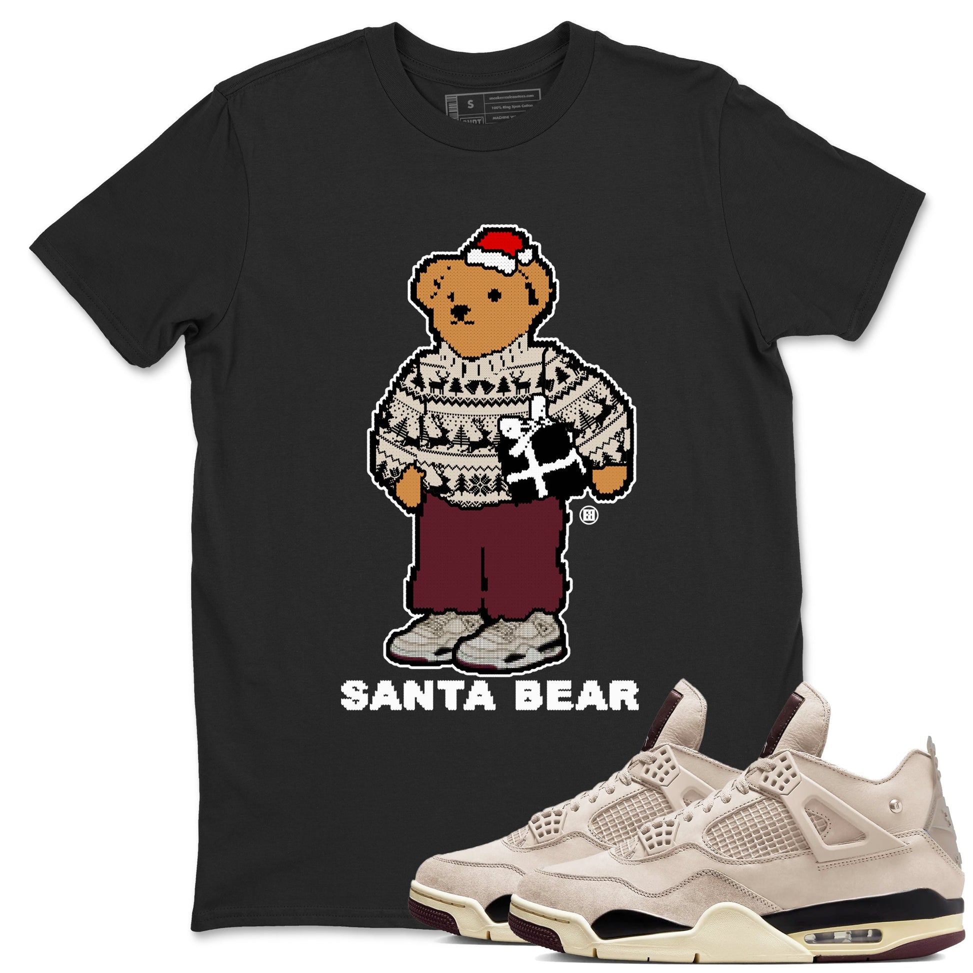 A Ma Maniere Fossil Stone t shirts to match sneakers Santa Bear Christmas Shirts Air Jordan 4 A Ma Maniere x Fossil Stone shirt SNRT Sneaker Tees unisex cotton Black 1 shirts