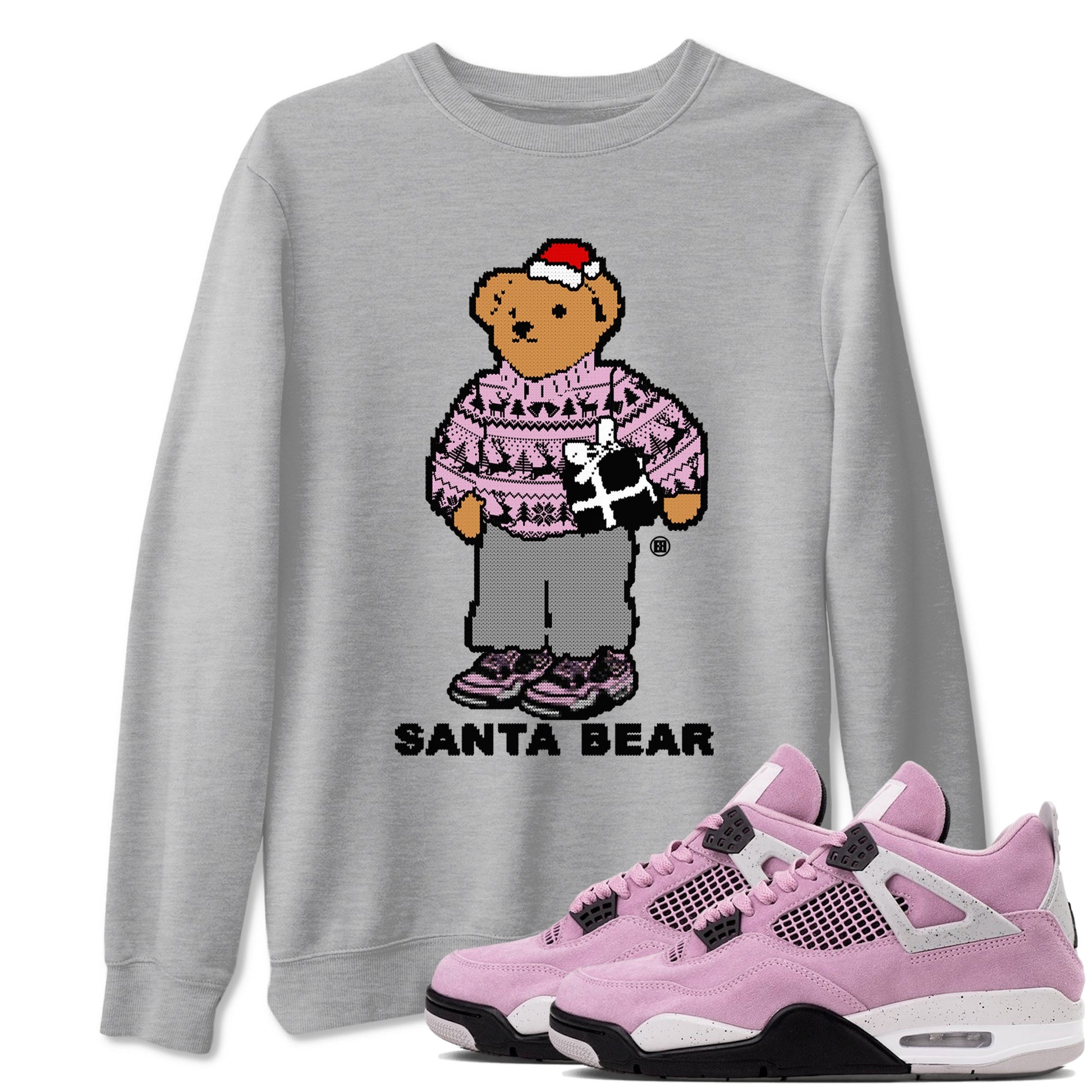 Orchid 4s t shirts to match sneakers Santa Bear Christmas Shirts Air Jordan 4 Orchid shirt SNRT Sneaker Tees unisex cotton Heather Grey 1 shirts