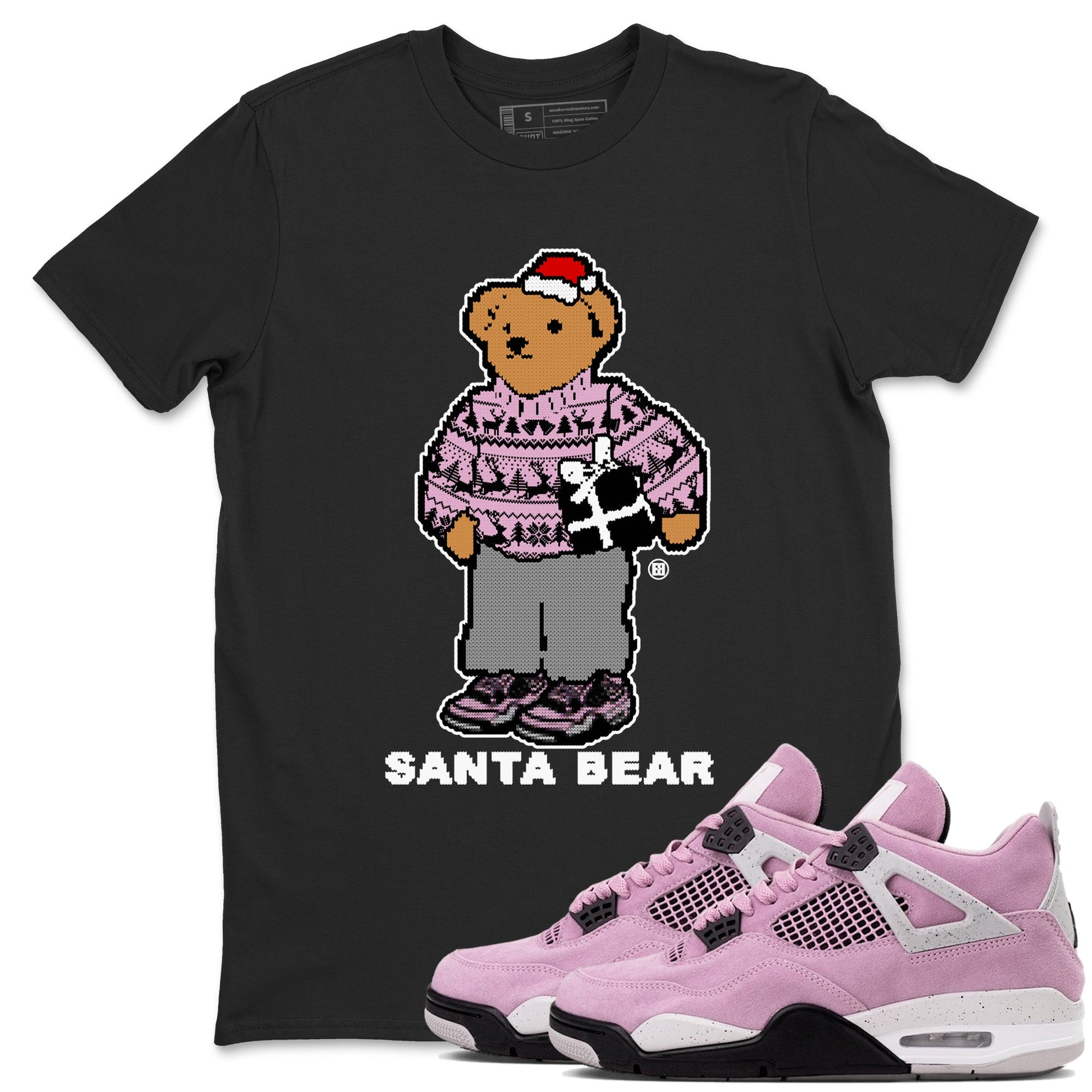 Orchid 4s t shirts to match sneakers Santa Bear Christmas Shirts Air Jordan 4 Orchid shirt SNRT Sneaker Tees unisex cotton Black 1 shirts