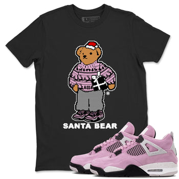 Orchid 4s t shirts to match sneakers Santa Bear Christmas Shirts Air Jordan 4 Orchid shirt SNRT Sneaker Tees unisex cotton Black 1 shirts