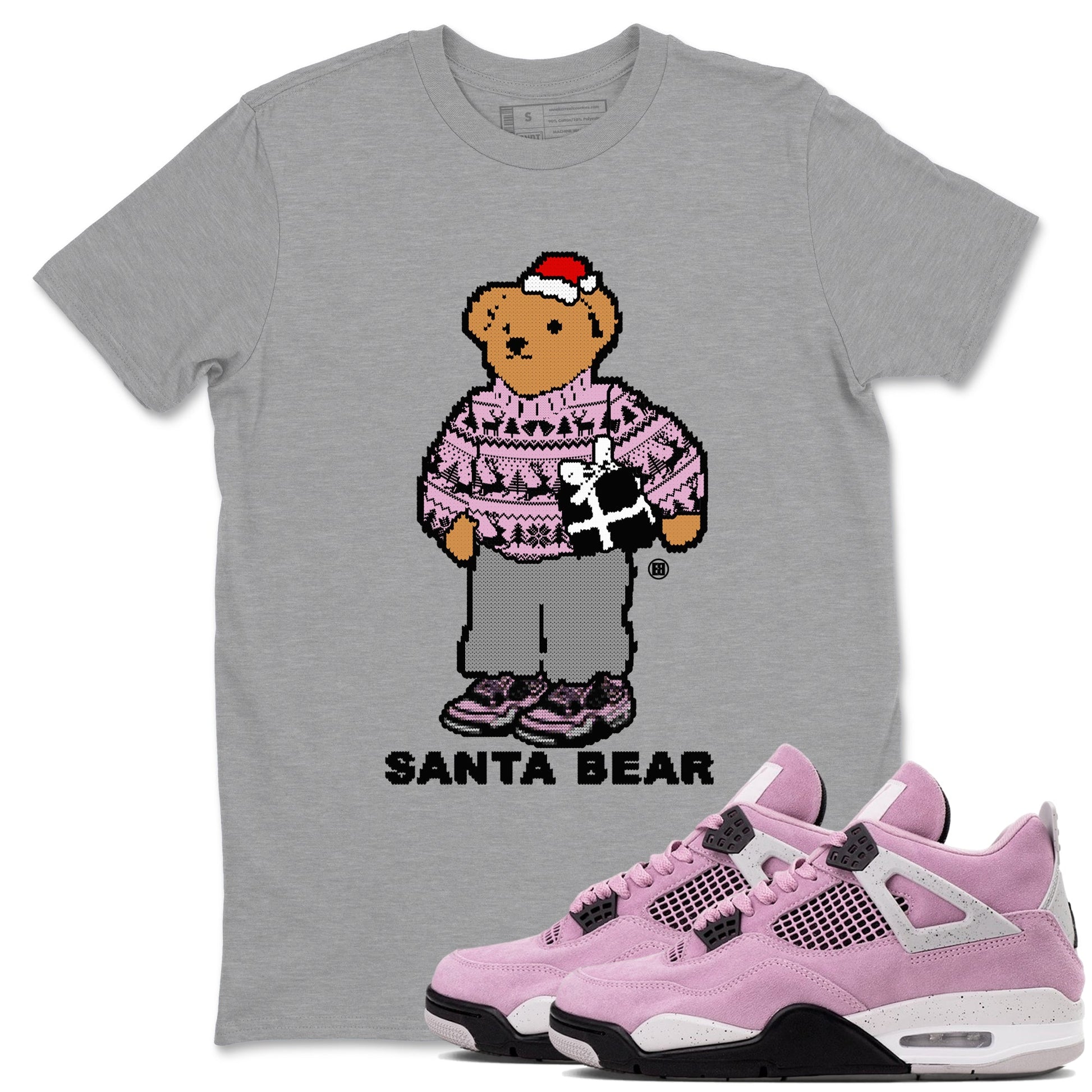Orchid 4s t shirts to match sneakers Santa Bear Christmas Shirts Air Jordan 4 Orchid shirt SNRT Sneaker Tees unisex cotton Heather Grey 1 shirts