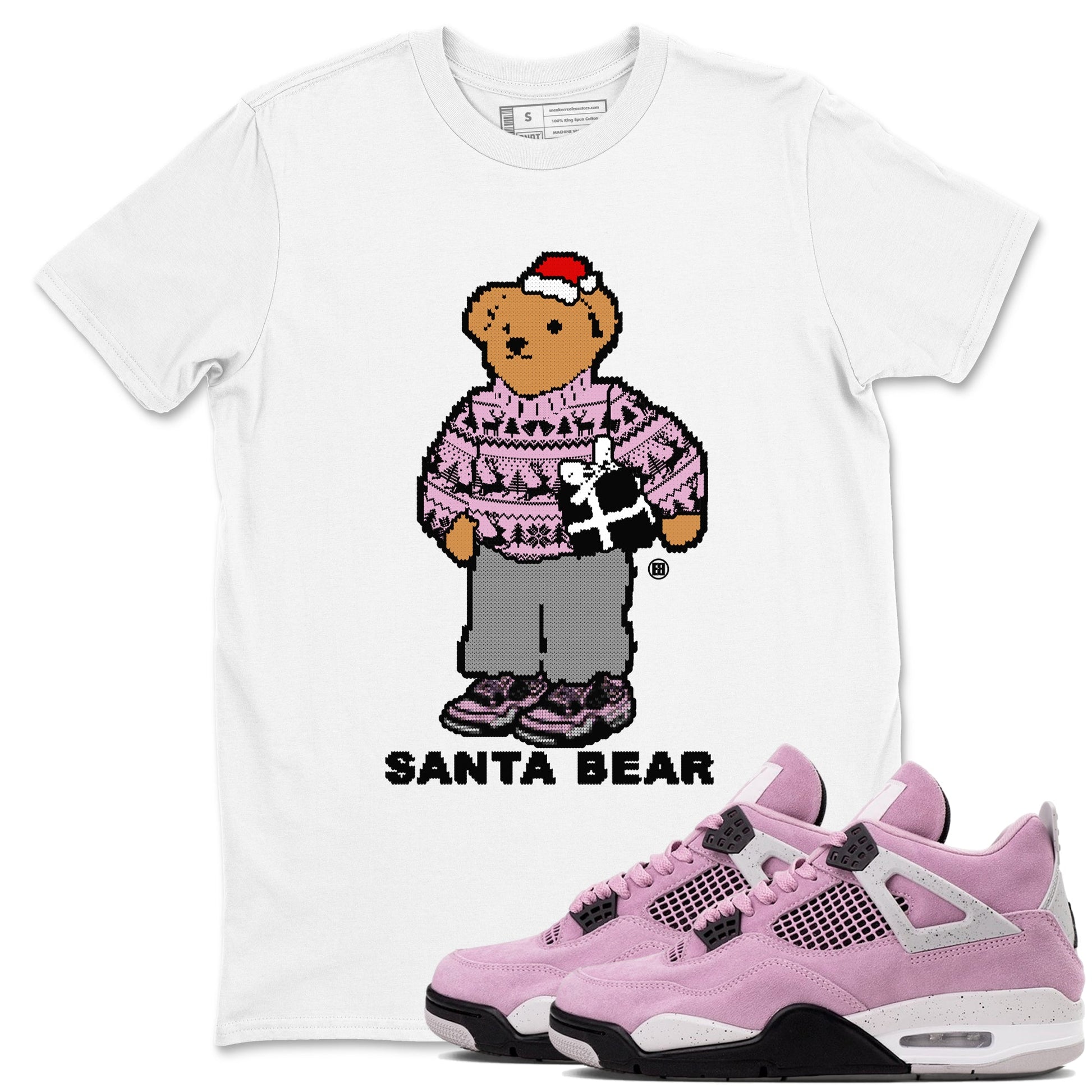 Orchid 4s t shirts to match sneakers Santa Bear Christmas Shirts Air Jordan 4 Orchid shirt SNRT Sneaker Tees unisex cotton White 1 shirts