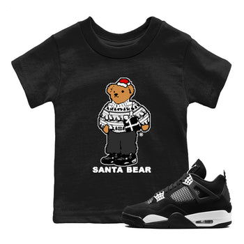 White Thunder 4s t shirts to match sneakers Santa Bear Christmas Shirts Air Jordan 4 Retro White Thunder shirt SNRT Sneaker Tees Youth Baby Black 1 tee