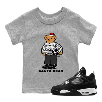 White Thunder 4s t shirts to match sneakers Santa Bear Christmas Shirts Air Jordan 4 Retro White Thunder shirt SNRT Sneaker Tees Youth Baby Heather Grey 1 tee