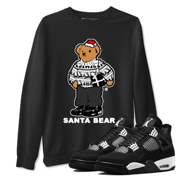 White Thunder 4s t shirts to match sneakers Santa Bear Christmas Shirts Air Jordan 4 Retro White Thunder shirt SNRT Sneaker Tees unisex cotton Black 1 shirts