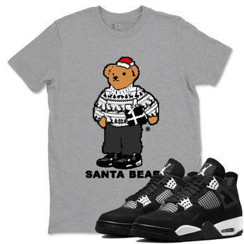White Thunder 4s t shirts to match sneakers Santa Bear Christmas Shirts Air Jordan 4 Retro White Thunder shirt SNRT Sneaker Tees unisex cotton Heather Grey 1 shirts