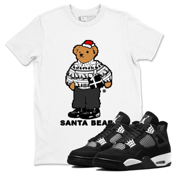 White Thunder 4s t shirts to match sneakers Santa Bear Christmas Shirts Air Jordan 4 Retro White Thunder shirt SNRT Sneaker Tees unisex cotton White 1 shirts