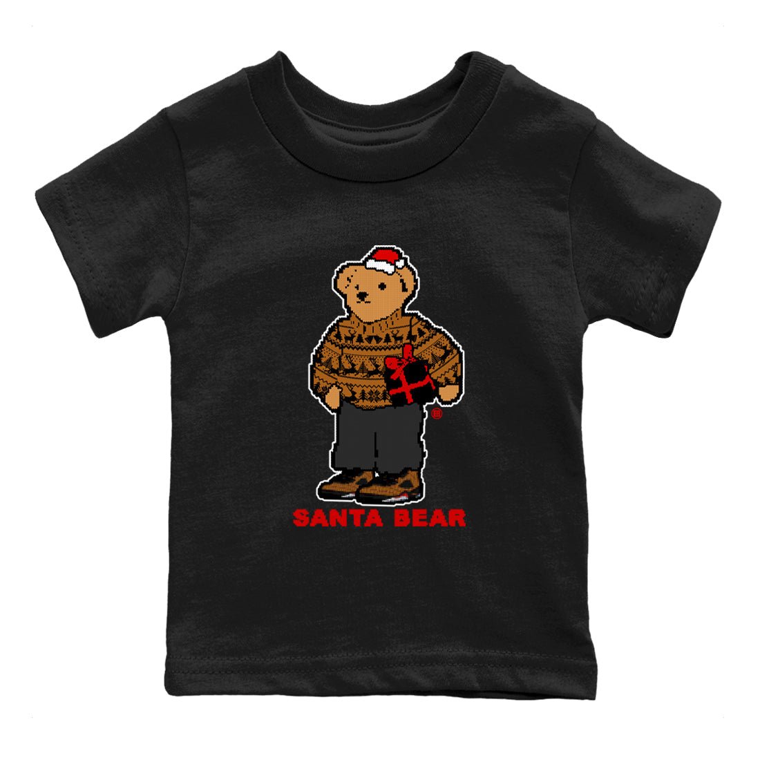 Air Jordan 5 Archaeo Brown t shirts to match sneakers Santa Bear Christmas Shirts Archaeo Brown 5s shirt SNRT Sneaker Tees Youth Baby Black 2 tee