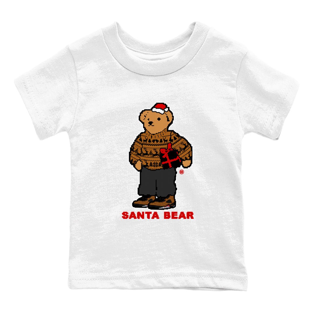 Air Jordan 5 Archaeo Brown t shirts to match sneakers Santa Bear Christmas Shirts Archaeo Brown 5s shirt SNRT Sneaker Tees Youth Baby White 2 tee