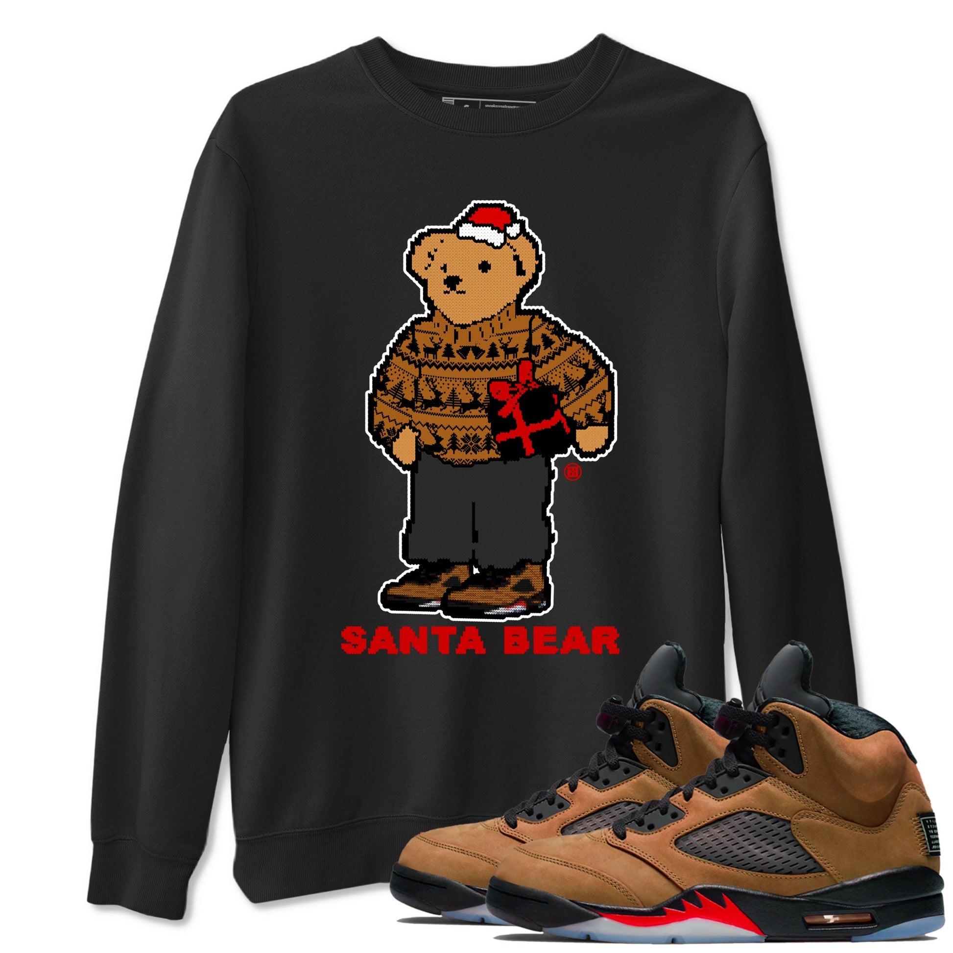 Air Jordan 5 Archaeo Brown t shirts to match sneakers Santa Bear Christmas Shirts Archaeo Brown 5s shirt SNRT Sneaker Tees unisex cotton Black 1 shirts