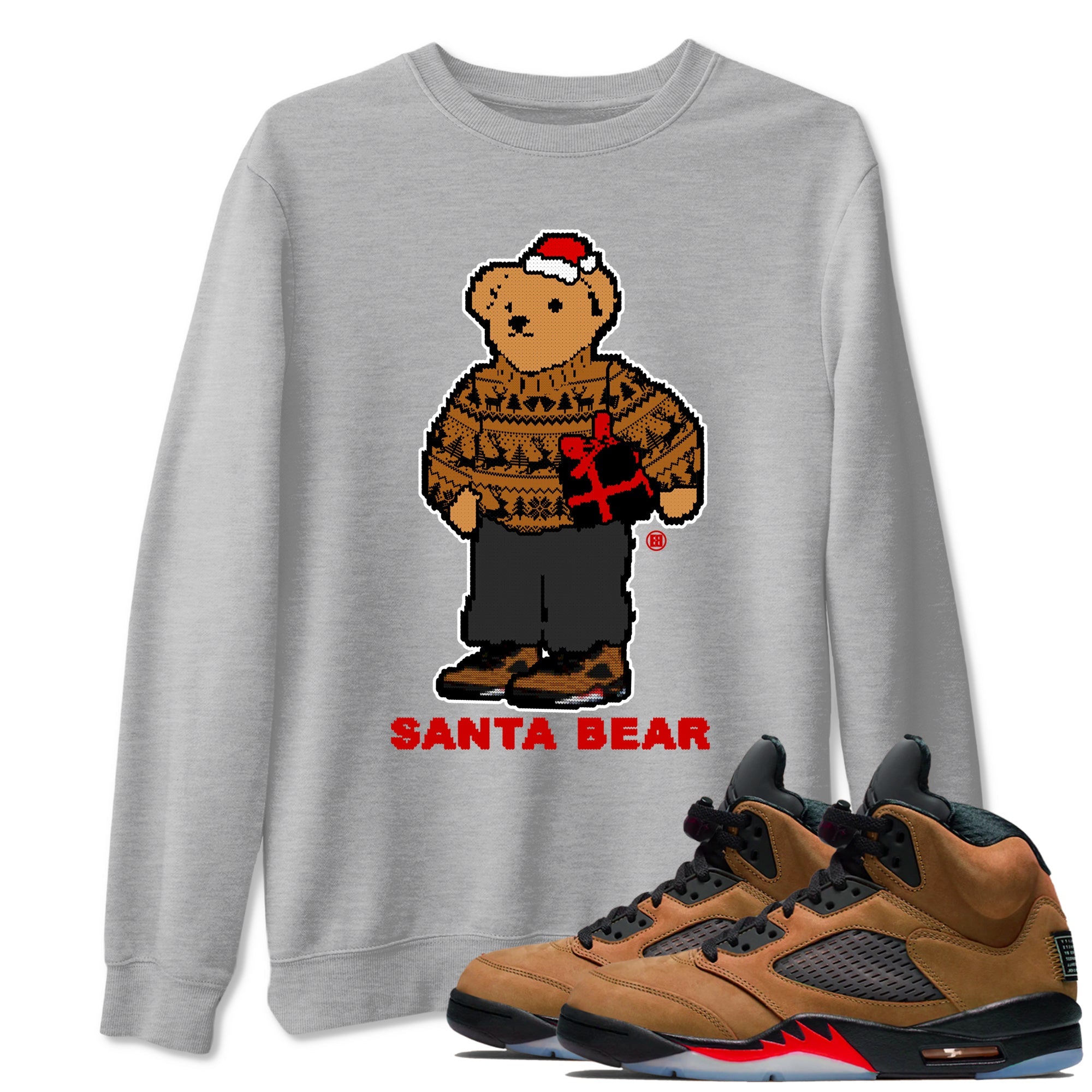 Air Jordan 5 Archaeo Brown t shirts to match sneakers Santa Bear Christmas Shirts Archaeo Brown 5s shirt SNRT Sneaker Tees unisex cotton Heather Grey 1 shirts