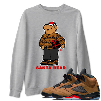Air Jordan 5 Archaeo Brown t shirts to match sneakers Santa Bear Christmas Shirts Archaeo Brown 5s shirt SNRT Sneaker Tees unisex cotton Heather Grey 1 shirts