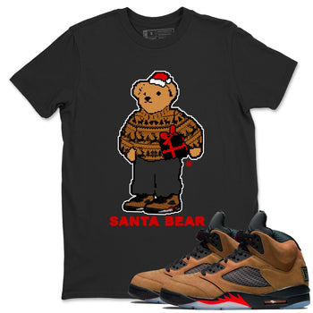 Air Jordan 5 Archaeo Brown t shirts to match sneakers Santa Bear Christmas Shirts Archaeo Brown 5s shirt SNRT Sneaker Tees unisex cotton Black 1 shirts