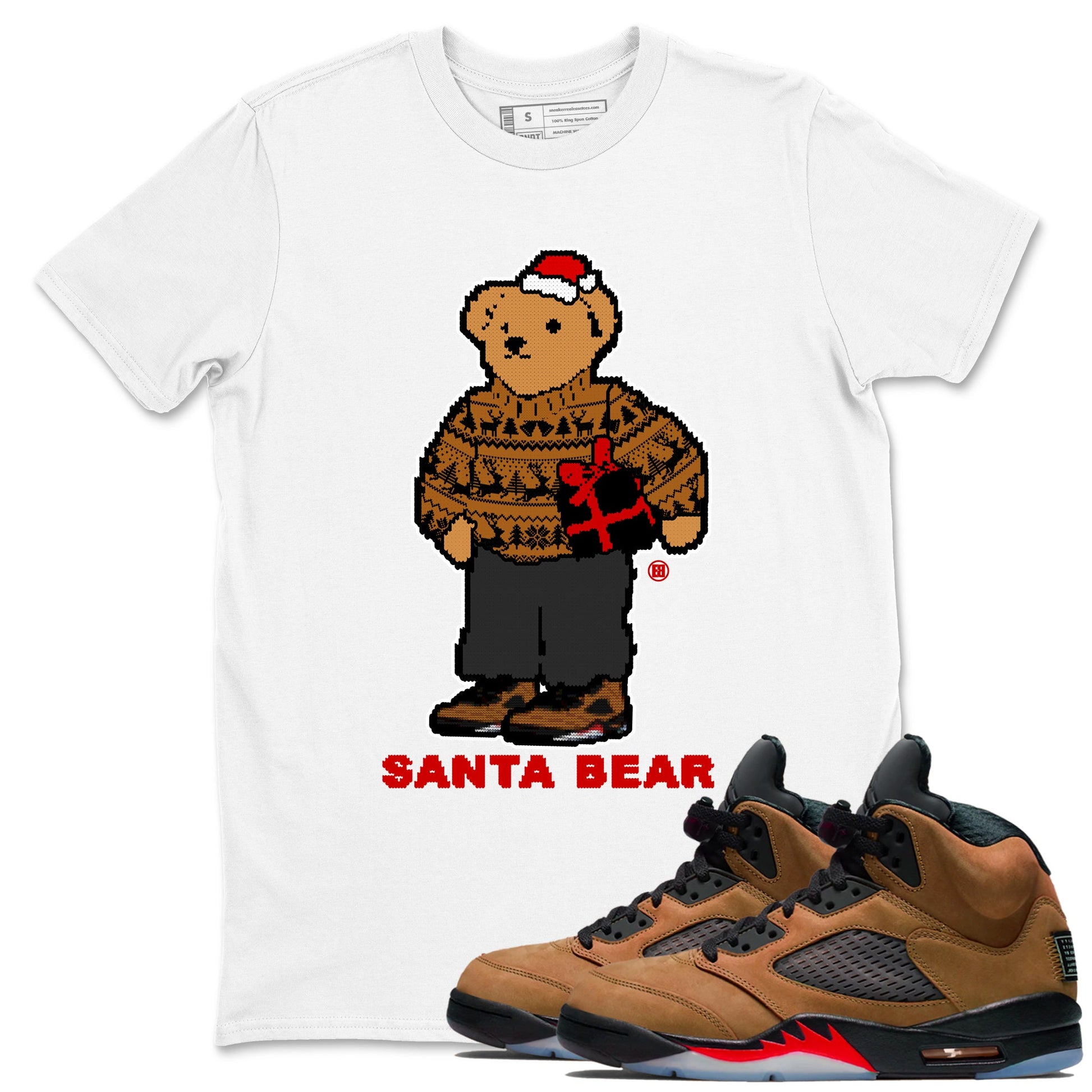 Air Jordan 5 Archaeo Brown t shirts to match sneakers Santa Bear Christmas Shirts Archaeo Brown 5s shirt SNRT Sneaker Tees unisex cotton White 1 shirts
