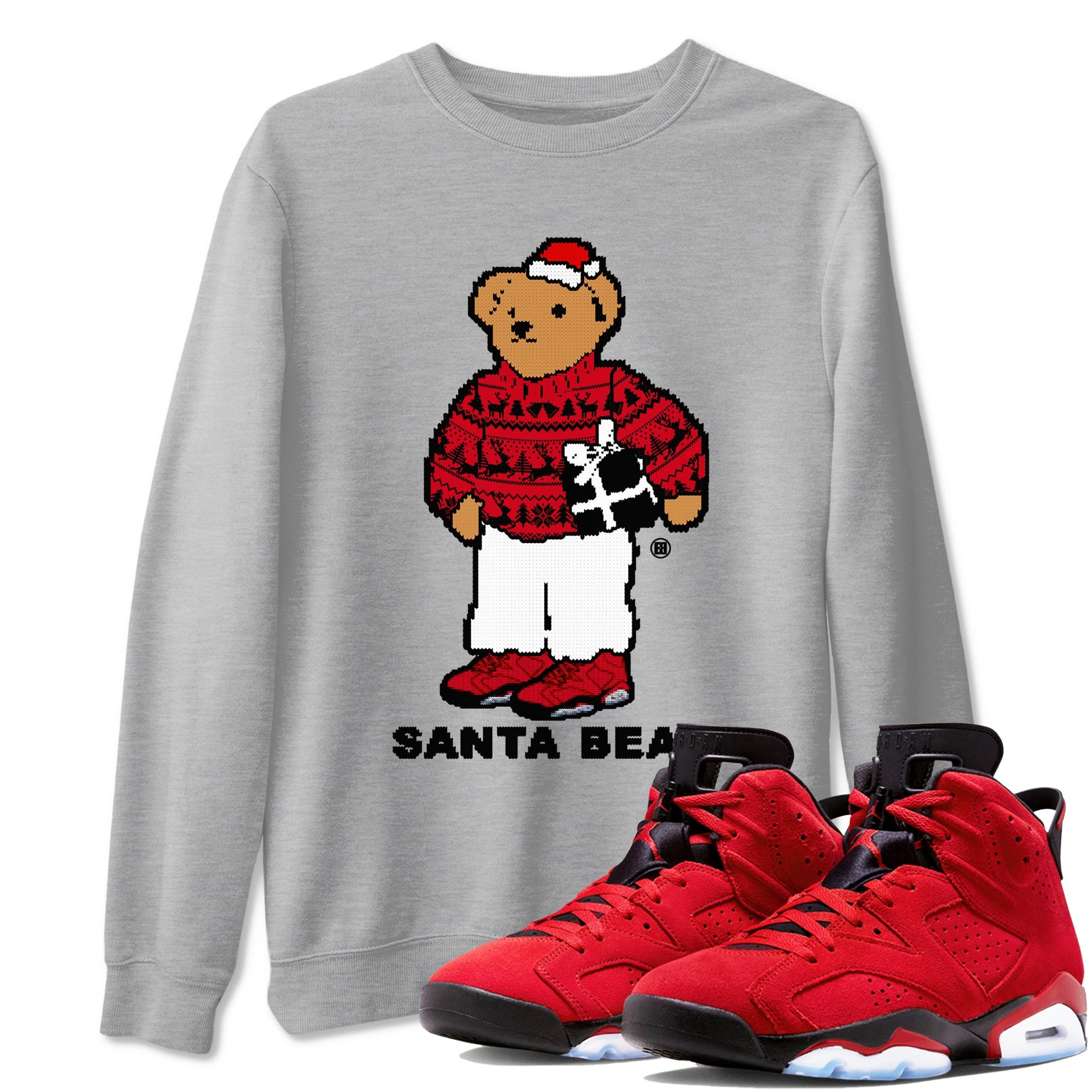 Air Jordan 6 Toro Bravo t shirts to match sneakers Santa Bear Christmas Shirts Toro Bravo 6s shirt SNRT Sneaker Tees unisex cotton Heather Grey 1 shirts