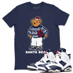 Air Jordan 6 White And Midnight Navy t shirts to match sneakers Santa Bear Christmas Shirts Air Jordan 6 Olympic shirt SNRT Sneaker Tees unisex cotton Navy 1 shirts