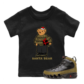 9s Olive shirts to match jordans Santa Bear sneaker match tees Air Jordan 9 Olive match shoes to clothes SNRT Sneaker Tees Youth Baby Black 1 tee